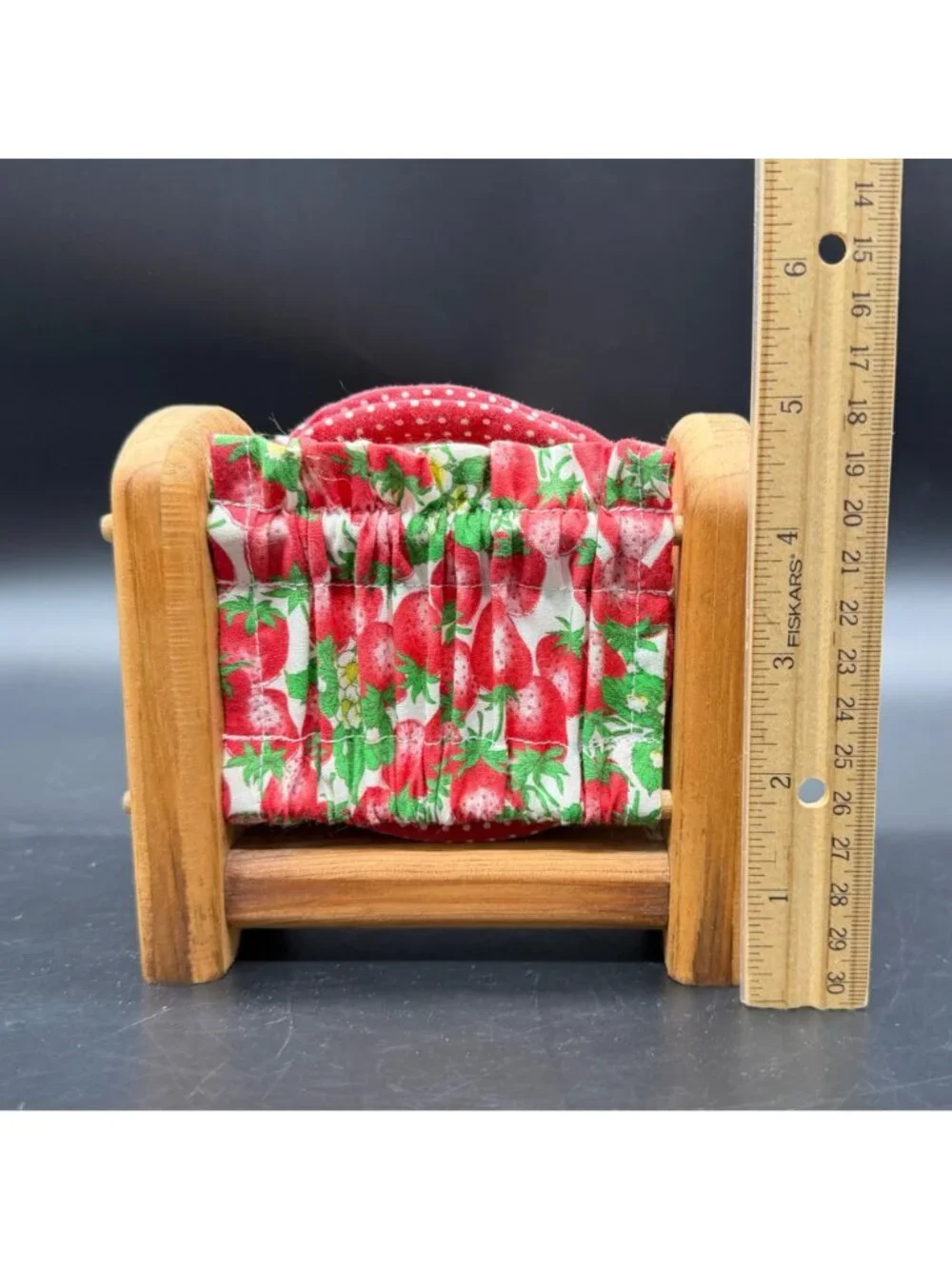Quilted Strawberry Coasters Wood Holder Farmhouse Cottage Set Of 6 Polka Dots
